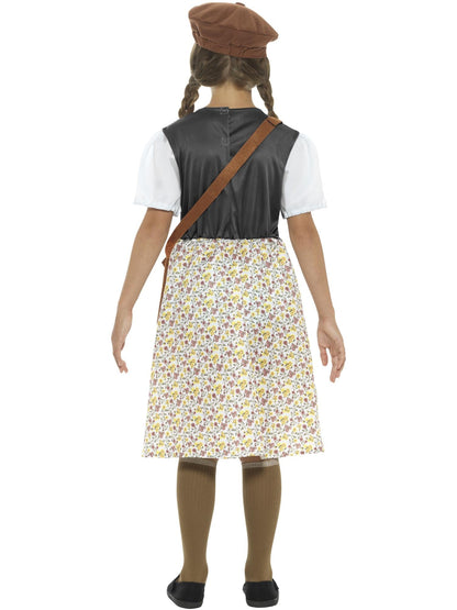WW2 Evacuee Girl Costume | Grey Pinafore Dress & Hat Set Kids