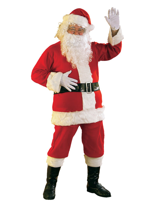 Adult Santa Claus costume in classic red and white for festive home celebrations.