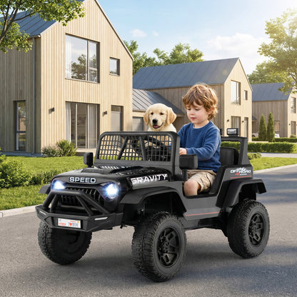 Costway 24V Battery Powered Electric Vehicle with Parent Remote Control-Black
