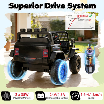 24V Black Ride-On Car | Remote Control & Dual Motors