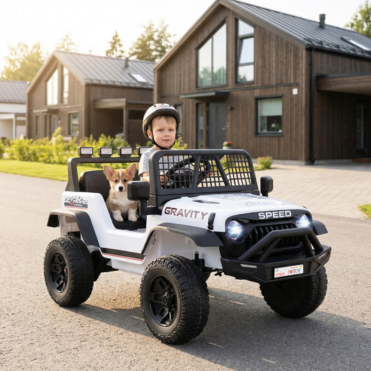 Costway 24V Battery Powered Electric Vehicle with Parent Remote Control-White