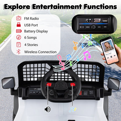 White 24V Kids Ride-On Car | Dual Motors LED Lights Remote