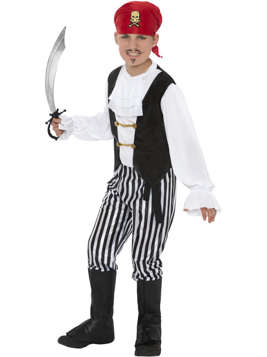Pirate Costume Set with Red Headband | Kids Complete Black Outfit