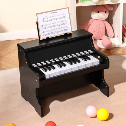 25 Key Kids Piano | Teaching Mode Lights | Black Mini Keyboard
