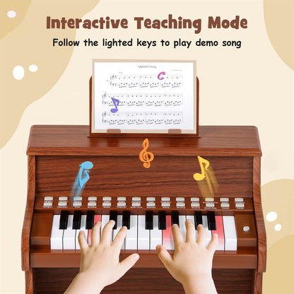 25 Key Kids Digital Piano | Teaching Mode | Brown Musical Toy