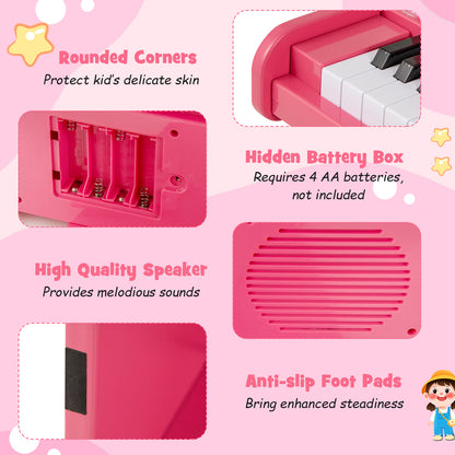 25 Key Mini Digital Piano | Teaching Mode & Lights | Pink