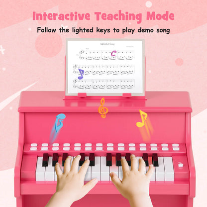 25 Key Mini Digital Piano | Teaching Mode & Lights | Pink