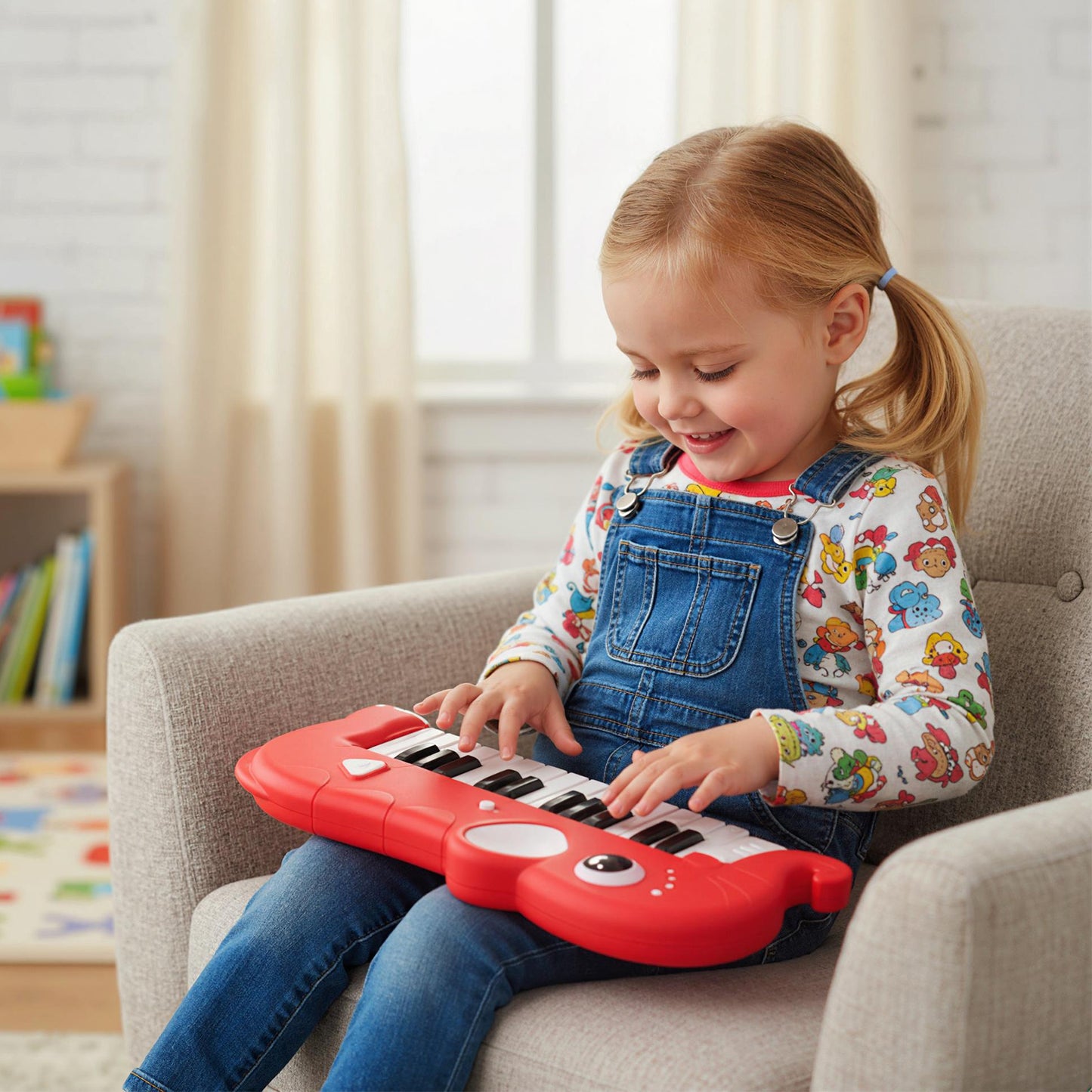 25-Key Kids Piano Keyboard Elephant Shape Toy Digital Piano-Red