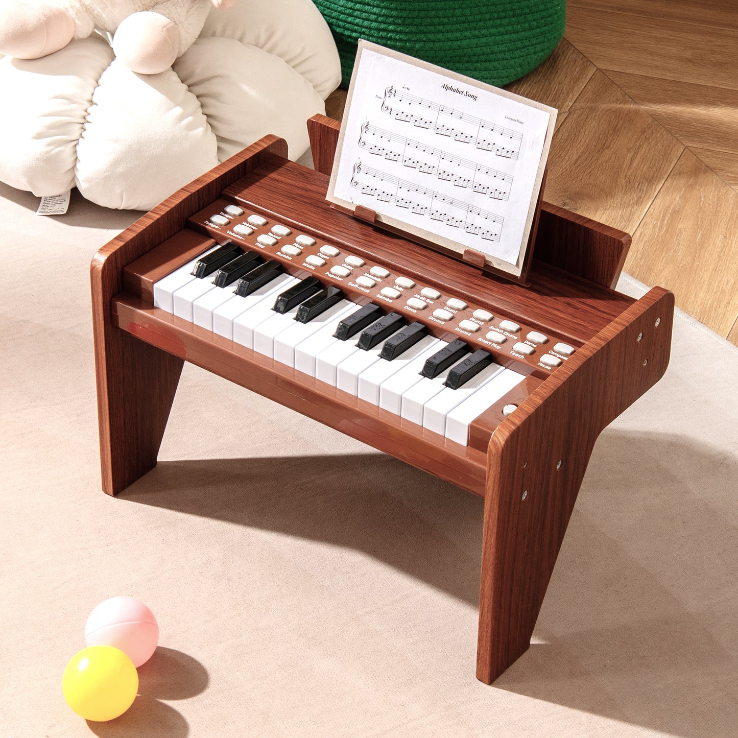 25 Keys Kids Piano Keyboard Mini Digital Piano Toy-Brown