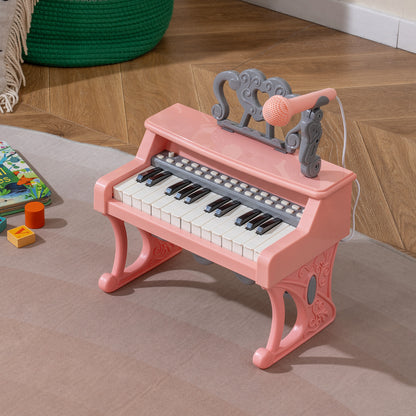 25 Keys Mini Keyboard Piano with Music Stand and Microphone for Kids-Pink