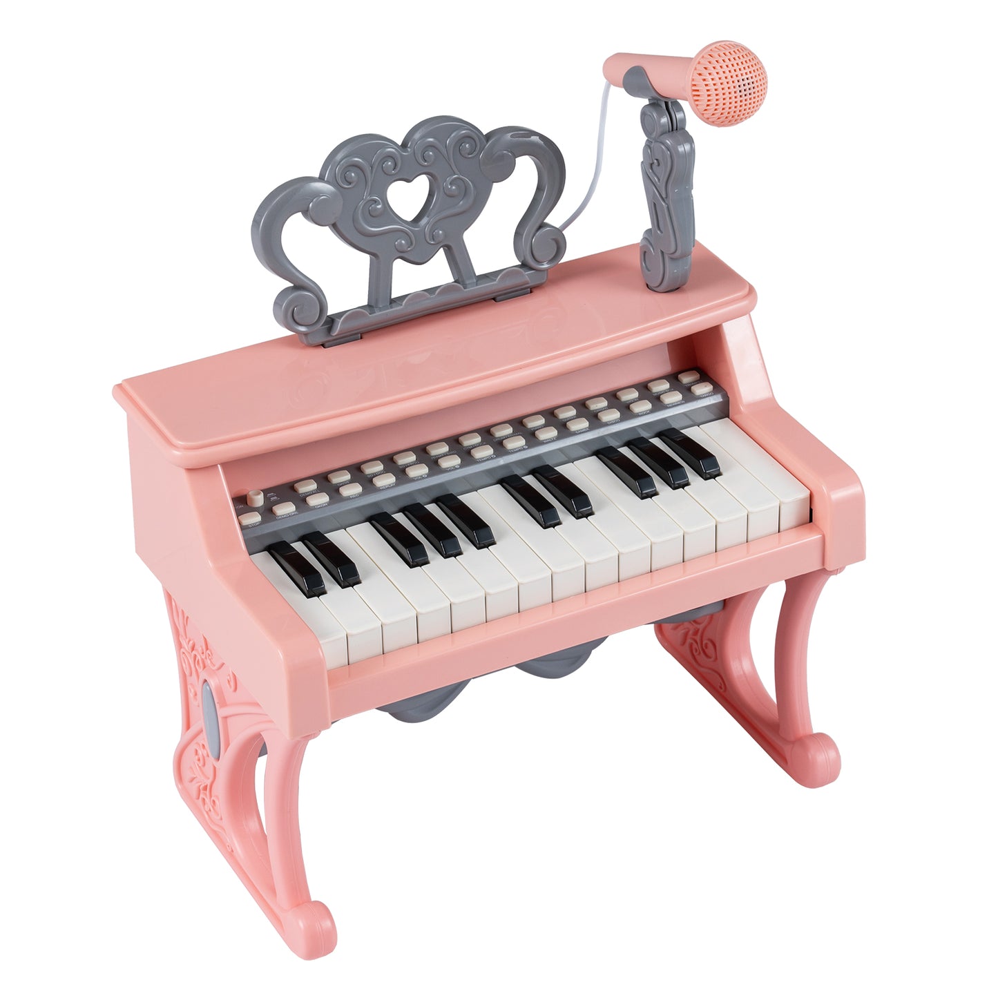 Pink 25 Key Kids Piano | Microphone & Music Stand Included