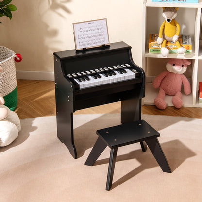 25 Key Digital Piano with Teaching Mode & Stool | Black