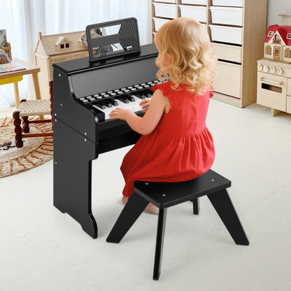 25 Keys Kids Piano Keyboard with Stool-Black