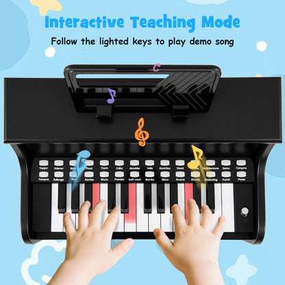 25 Key Digital Piano with Teaching Mode & Stool | Black