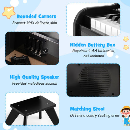 25 Key Digital Piano with Teaching Mode & Stool | Black