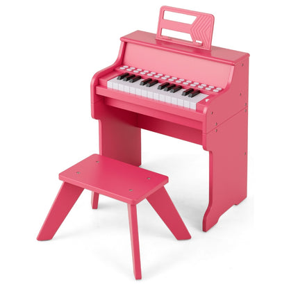 25 Key Digital Piano Keyboard with Stool | Pink Kids Toy