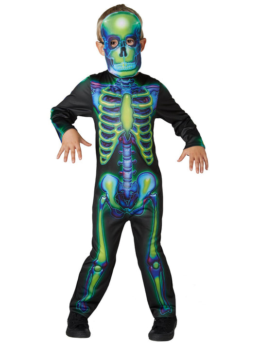 NEON SKELETON GLOW IN THE DARK COSTUME CHILD