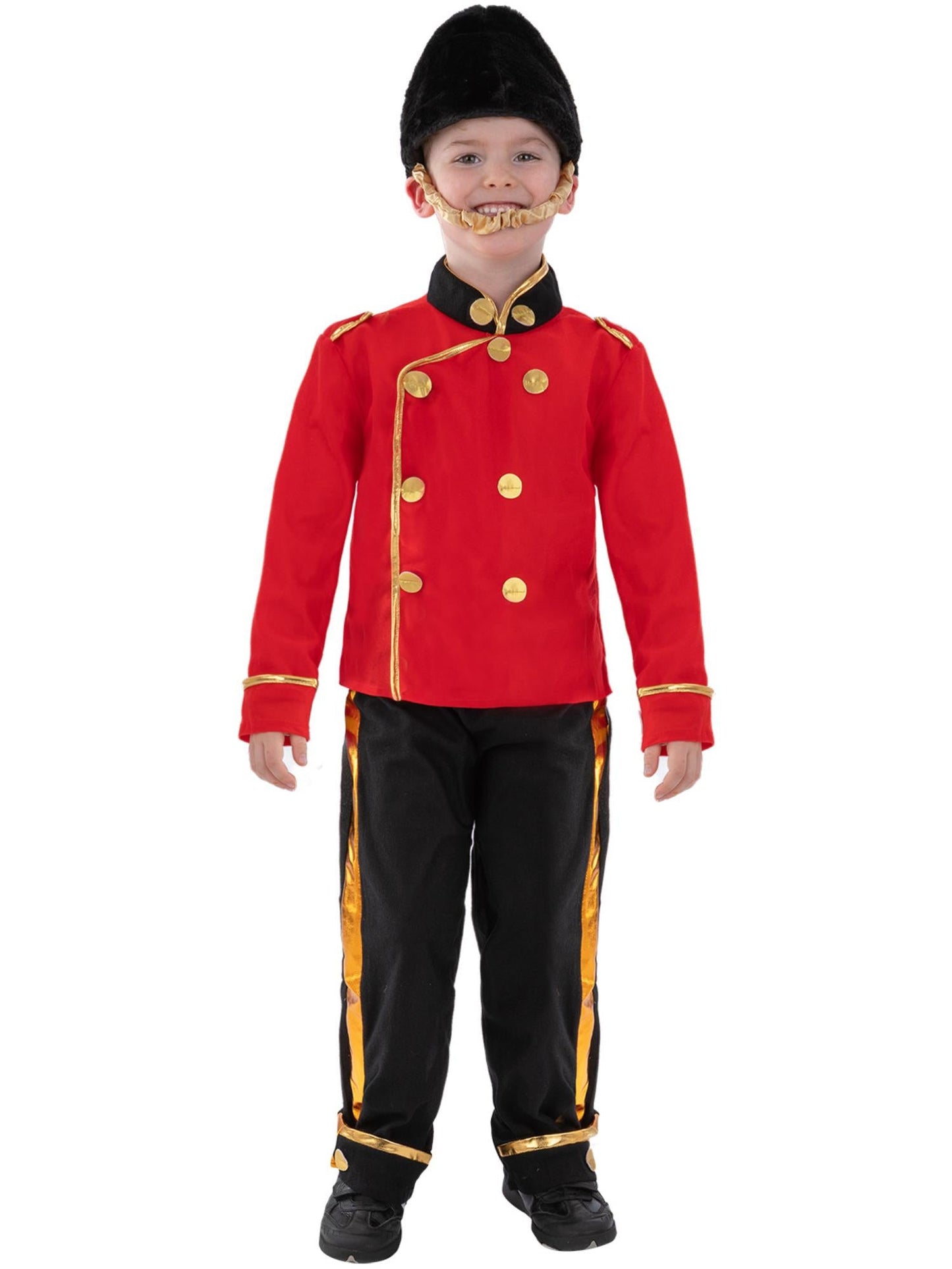 Busby Guard Soldier Costume | Red Jacket Gold Trim | Kids Dress Up