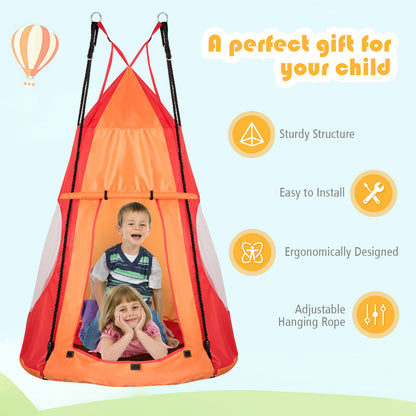 2 In 1 Tree Tent Swing Set | Green Adjustable Hanging Ropes