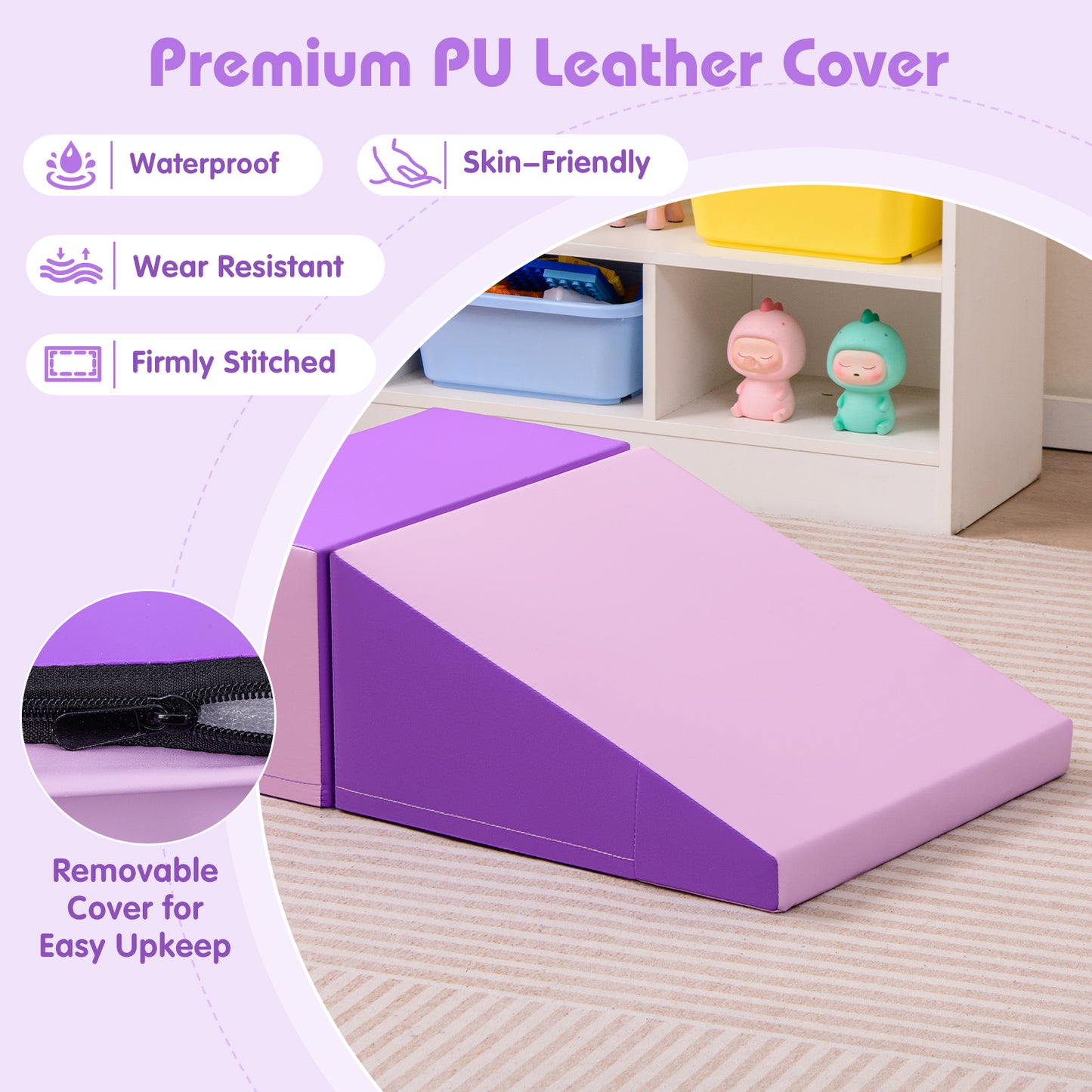 2 Piece Soft Foam Block Play Set | Climb Slide Crawl | Purple