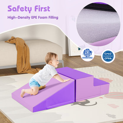 2 Piece Soft Foam Block Play Set | Climb Slide Crawl | Purple