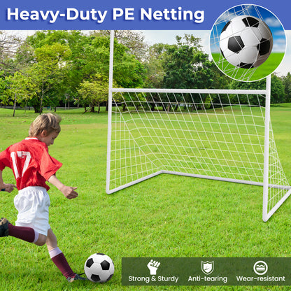 2 in 1 White Football & Soccer Goal Set | Heavy-Duty PE Net