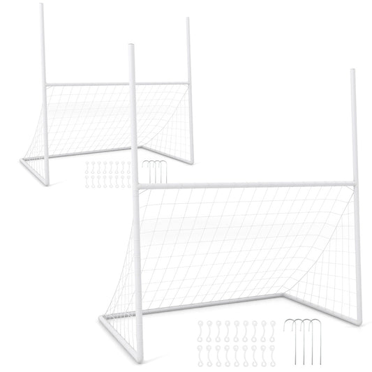 2 in 1 White Football & Soccer Goal Set | Heavy-Duty PE Net