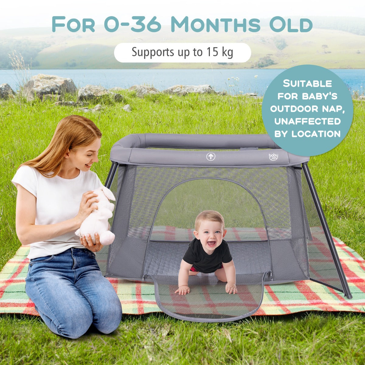 Foldable 2-in-1 Baby Crib & Playpen, perfect for travel and home use.