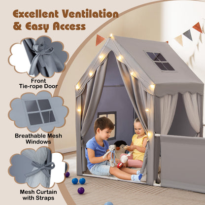 Kids Play Tent With Playpen Star Lights Cotton Mat Grey | 2in1