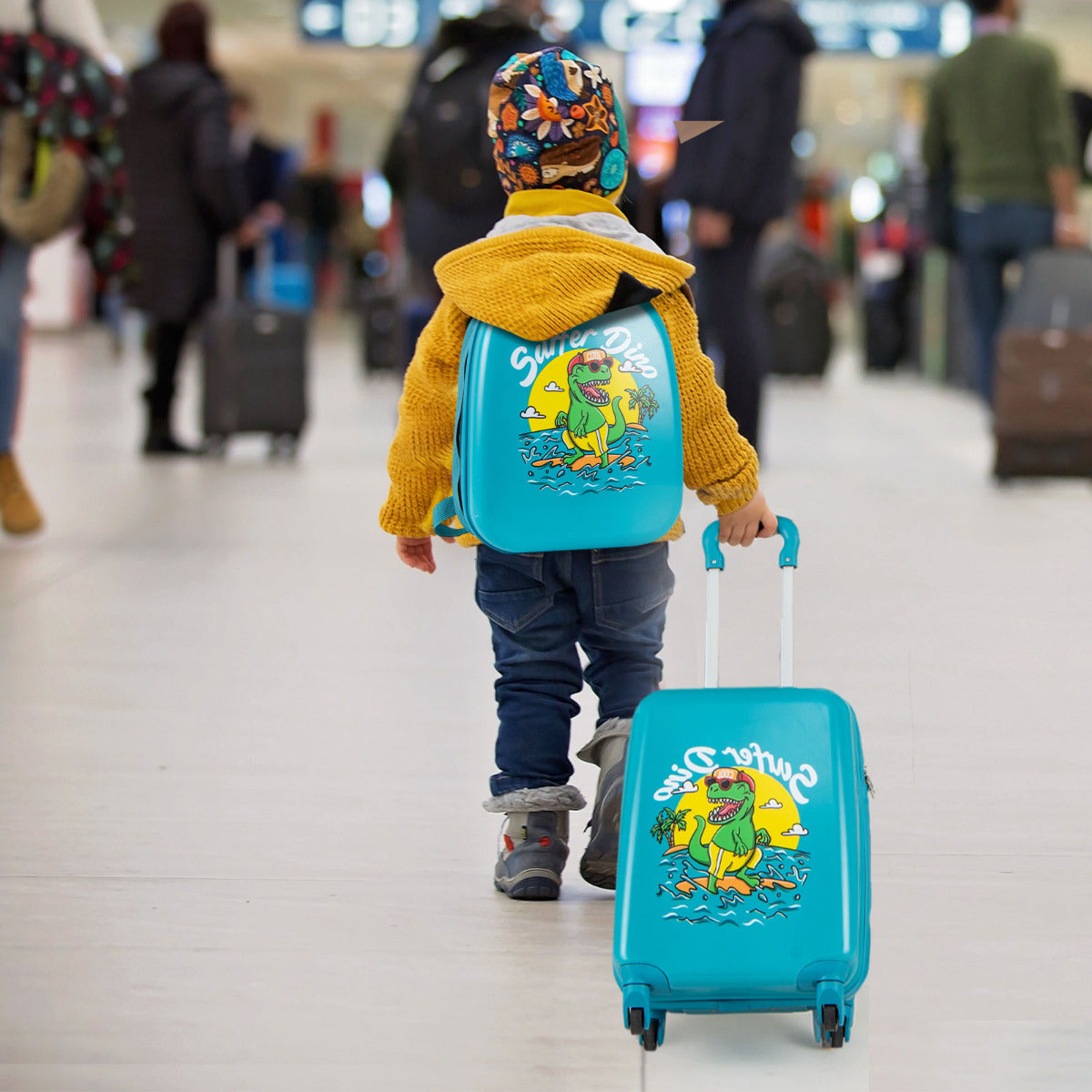 2 Pieces Kids Luggage Set with Spinner Wheels and Telescopic Handle