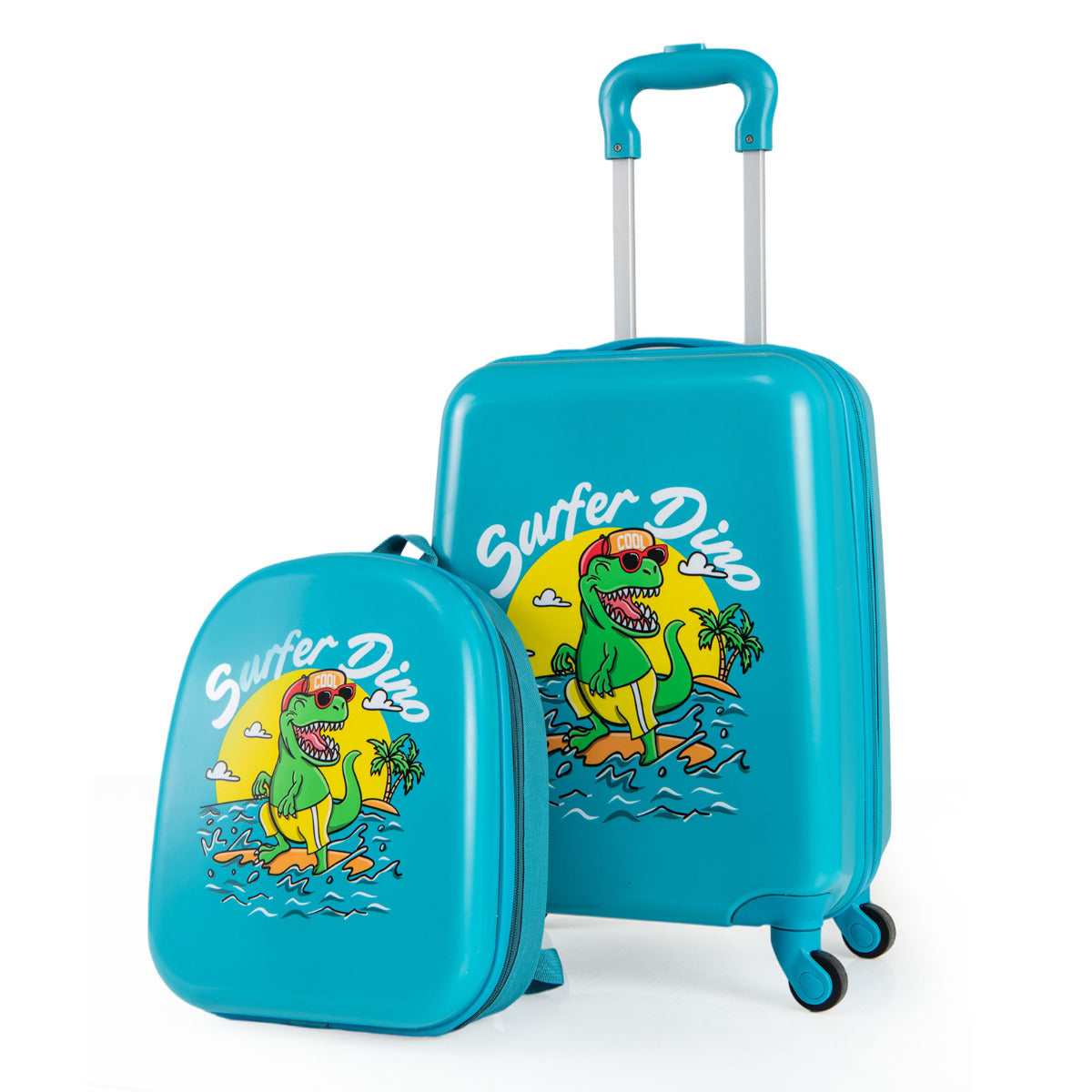 Blue Dinosaur Kids Luggage Set | Spinner Wheels | Telescopic Handle