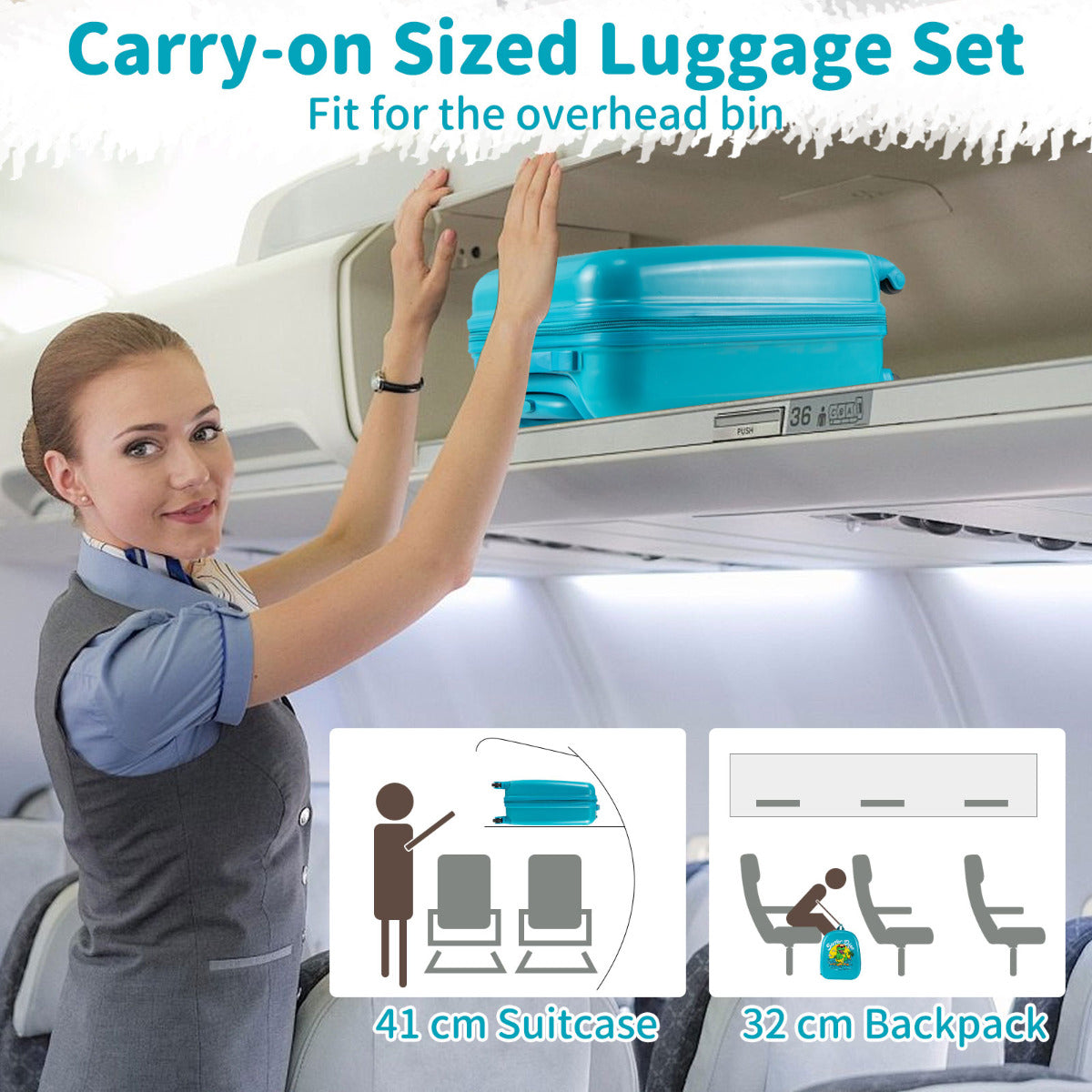 Blue Dinosaur Kids Luggage Set | Spinner Wheels | Telescopic Handle