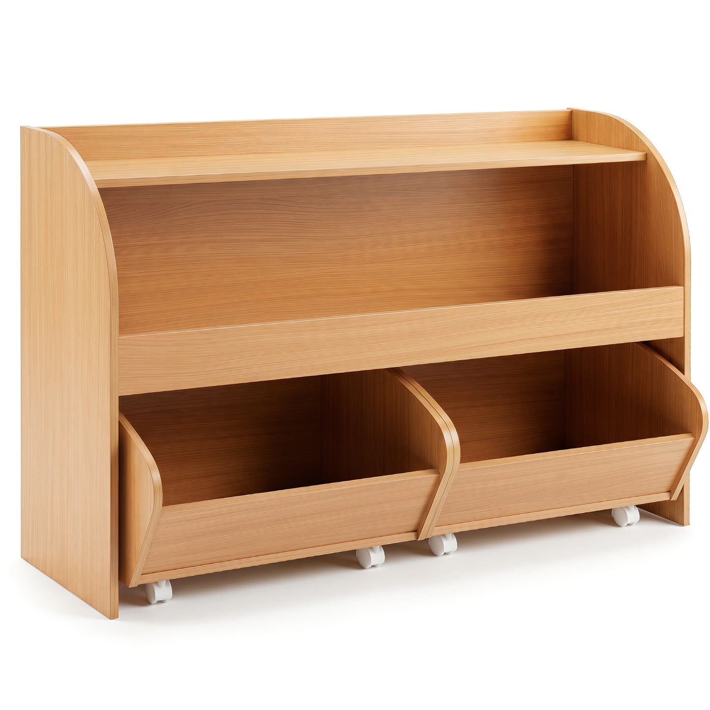3 Tier Kids Toy Storage Organizer | Natural 2 Rolling Drawers