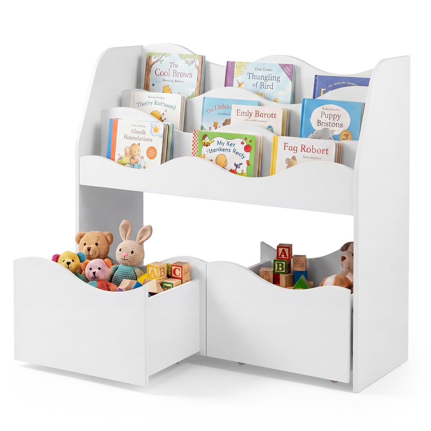 3 Tier White Wooden Bookcase | Kids Toy Storage Organizer