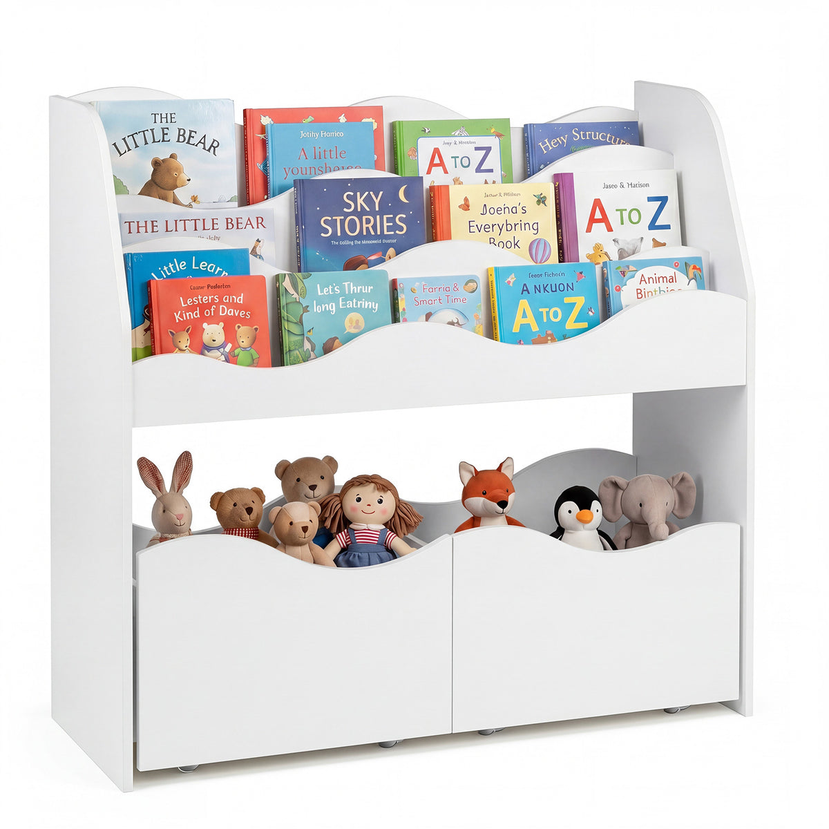 3 Tier White Wooden Bookcase | Kids Toy Storage Organizer