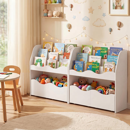 3 Tier White Wooden Bookcase | Kids Toy Storage Organizer