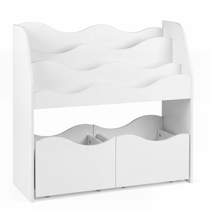 3 Tier White Wooden Bookcase | Kids Toy Storage Organizer