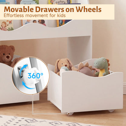 3 Tier White Wooden Bookcase | Kids Toy Storage Organizer