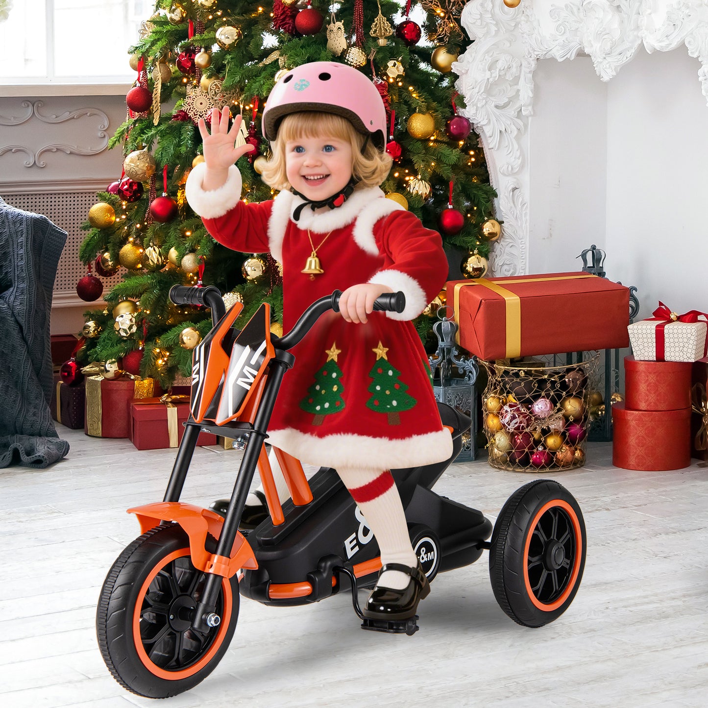 Orange 3-Wheel Kids Tricycle | Non-Slip Pedals & Handlebars