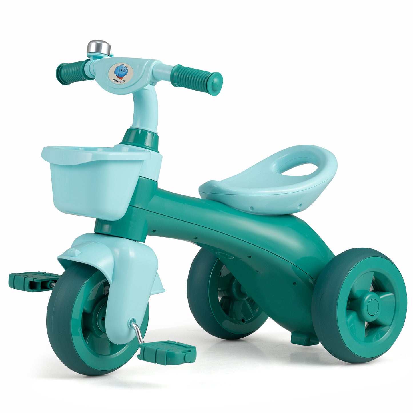 Green 3 Wheel Balance Bike | Ergonomic Seat & Storage Basket