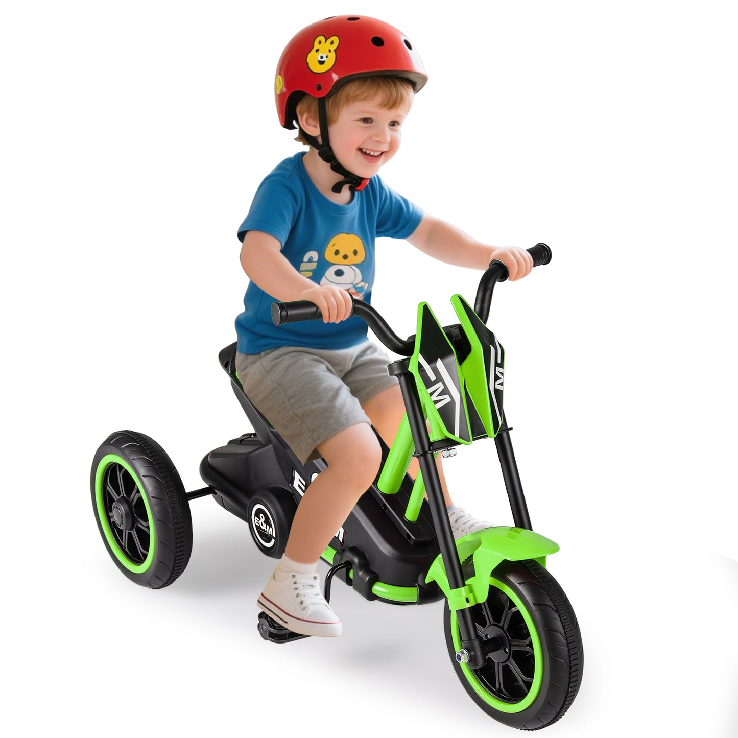 Green 3-Wheel Kids Tricycle | Non-Slip Pedals & Handlebars
