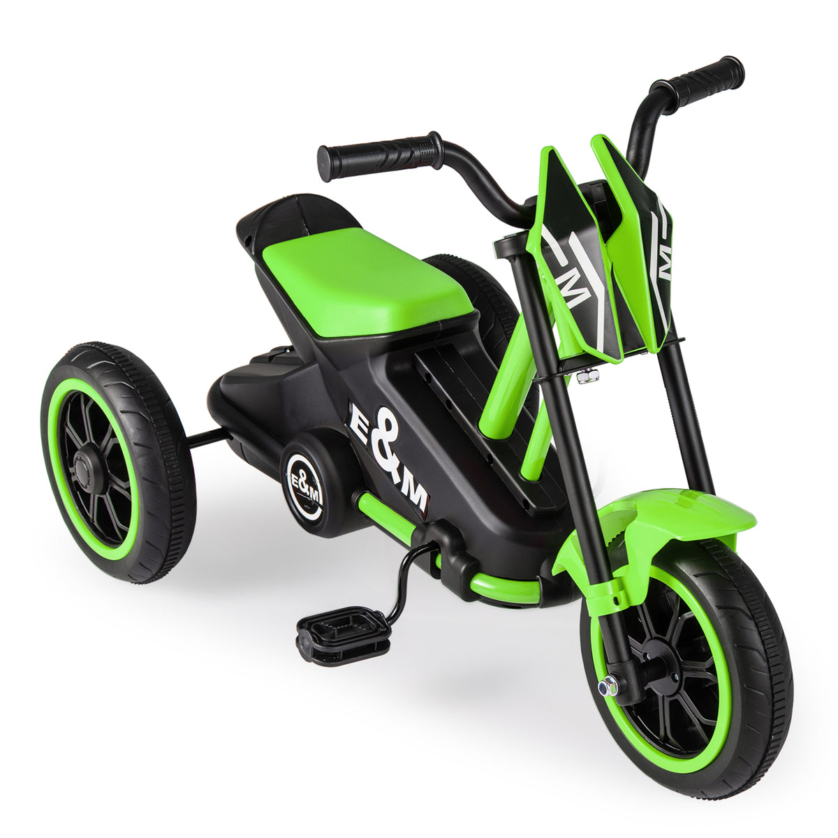 Green 3-Wheel Kids Tricycle | Non-Slip Pedals & Handlebars