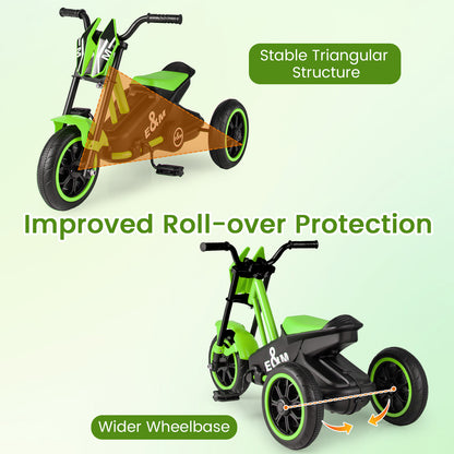 Green 3-Wheel Kids Tricycle | Non-Slip Pedals & Handlebars