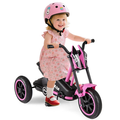 Pink Kids Tricycle | 3 Wheels Non-Slip Pedals Stable Wide Base