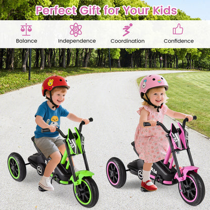 Pink Kids Tricycle | 3 Wheels Non-Slip Pedals Stable Wide Base