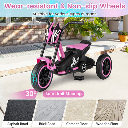 Pink Kids Tricycle | 3 Wheels Non-Slip Pedals Stable Wide Base