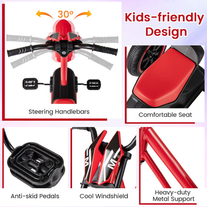 Red 3 Wheel Kids Tricycle | Non-Slip Pedals & Handlebars