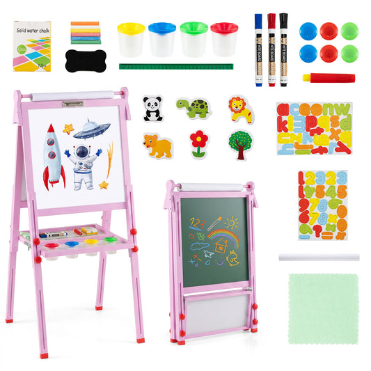 Pink 3-in-1 Kids Art Easel | Adjustable Height & Double Sided