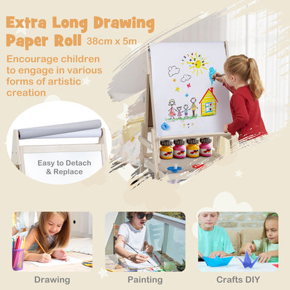 3 In 1 Kids Double Sided Easel | Chalkboard & Whiteboard Natural