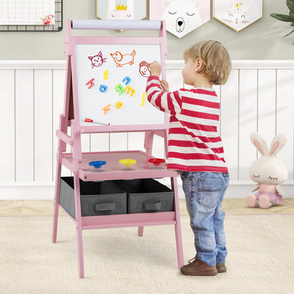 Pink 3-in-1 Kids Double Sided Easel | Chalk & Whiteboard
